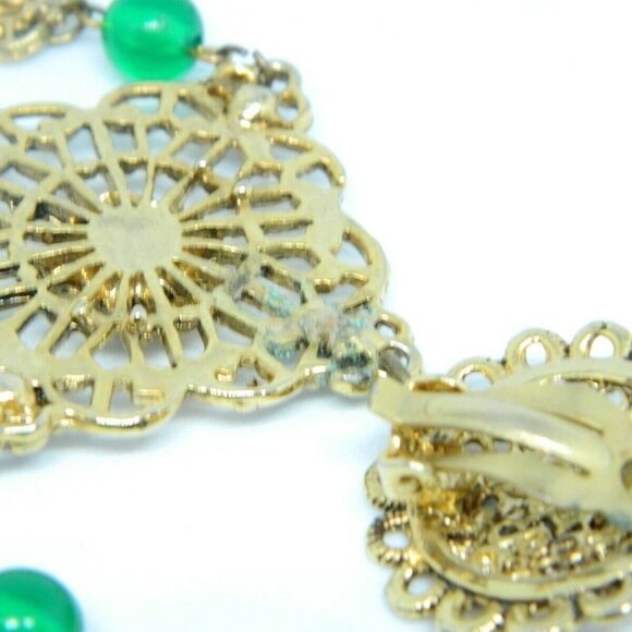 Renaissance Inspired Gold Tone Multi-Color Earring - Picture 5 of 5